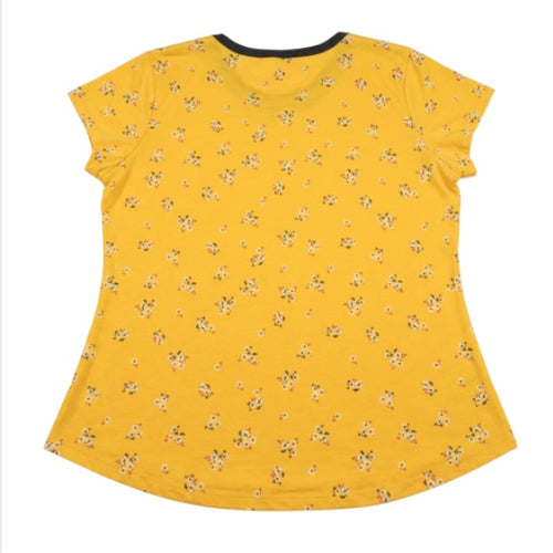 No Boundaries Yellow Floral Short Sleeve Top-Juniors 2XL