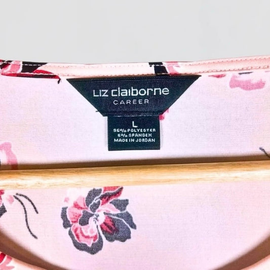 Liz Claiborne Career Blouse Floral 3/4 Sleeve Large