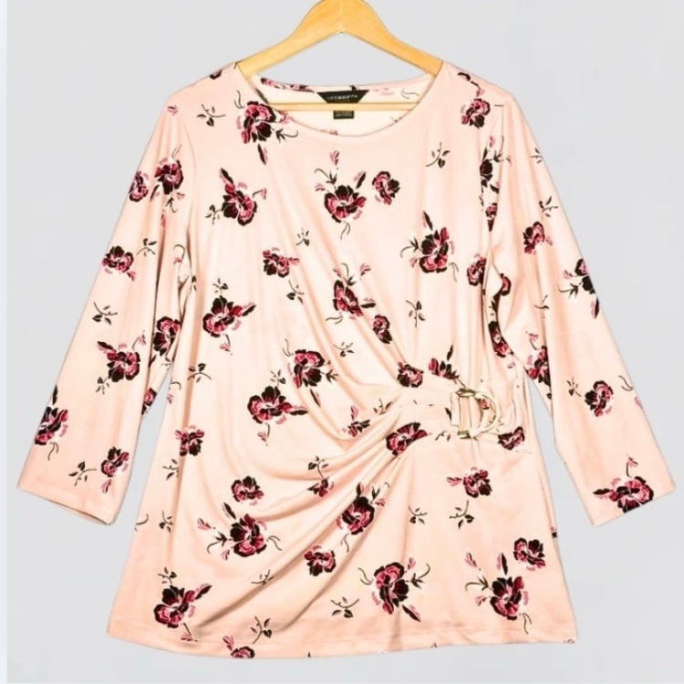 Liz Claiborne Career Blouse Floral 3/4 Sleeve Large