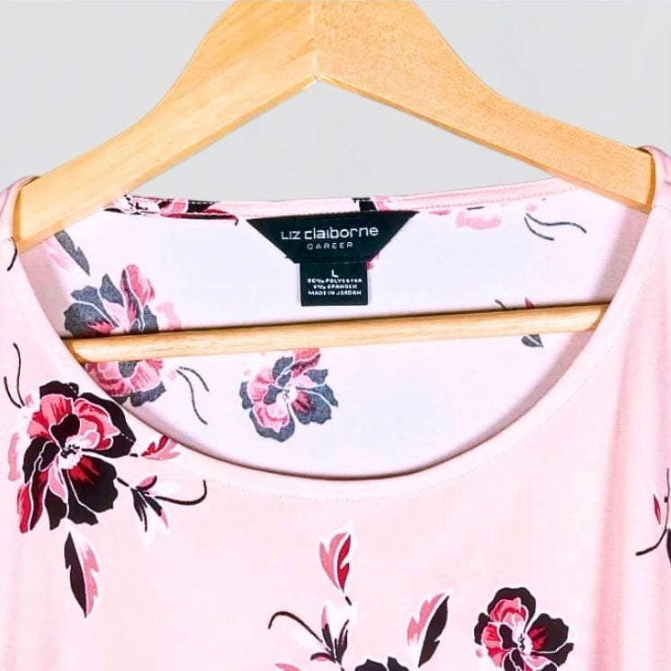 Liz Claiborne Career Blouse Floral 3/4 Sleeve Large